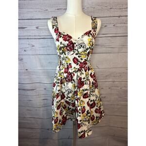 Hot Topic Roses and Skulls Retro Fit & Flare Dress Medium
